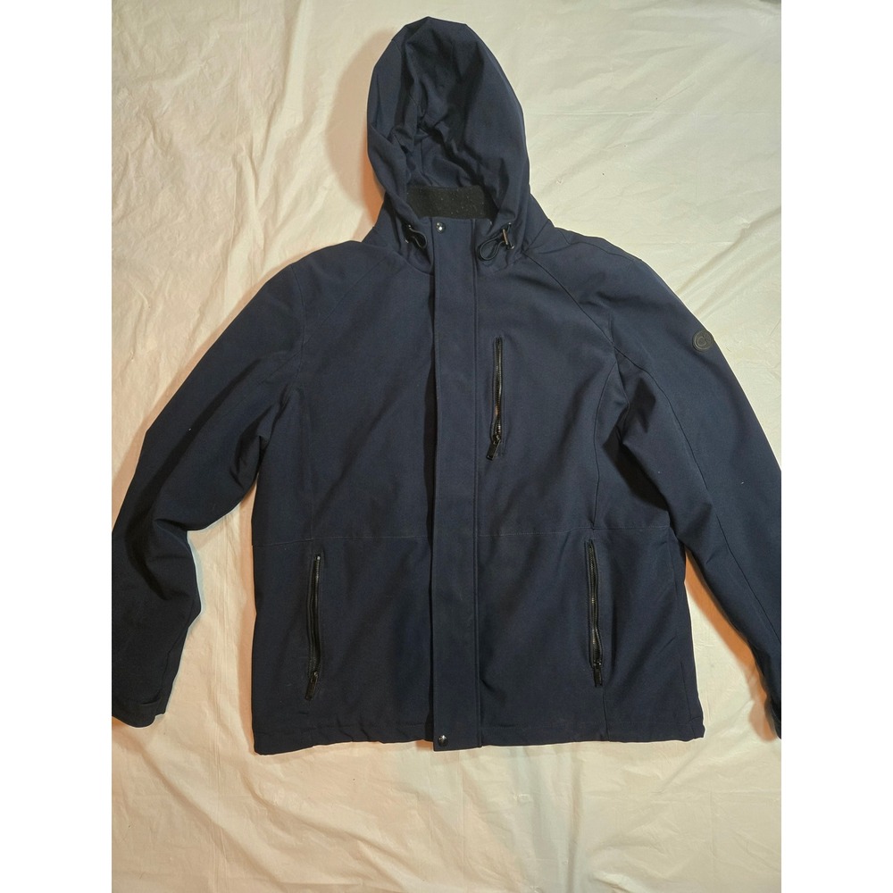 Calvin Klein Mens Navy Blue Softshell Hooded Jacket Water Resistant Large